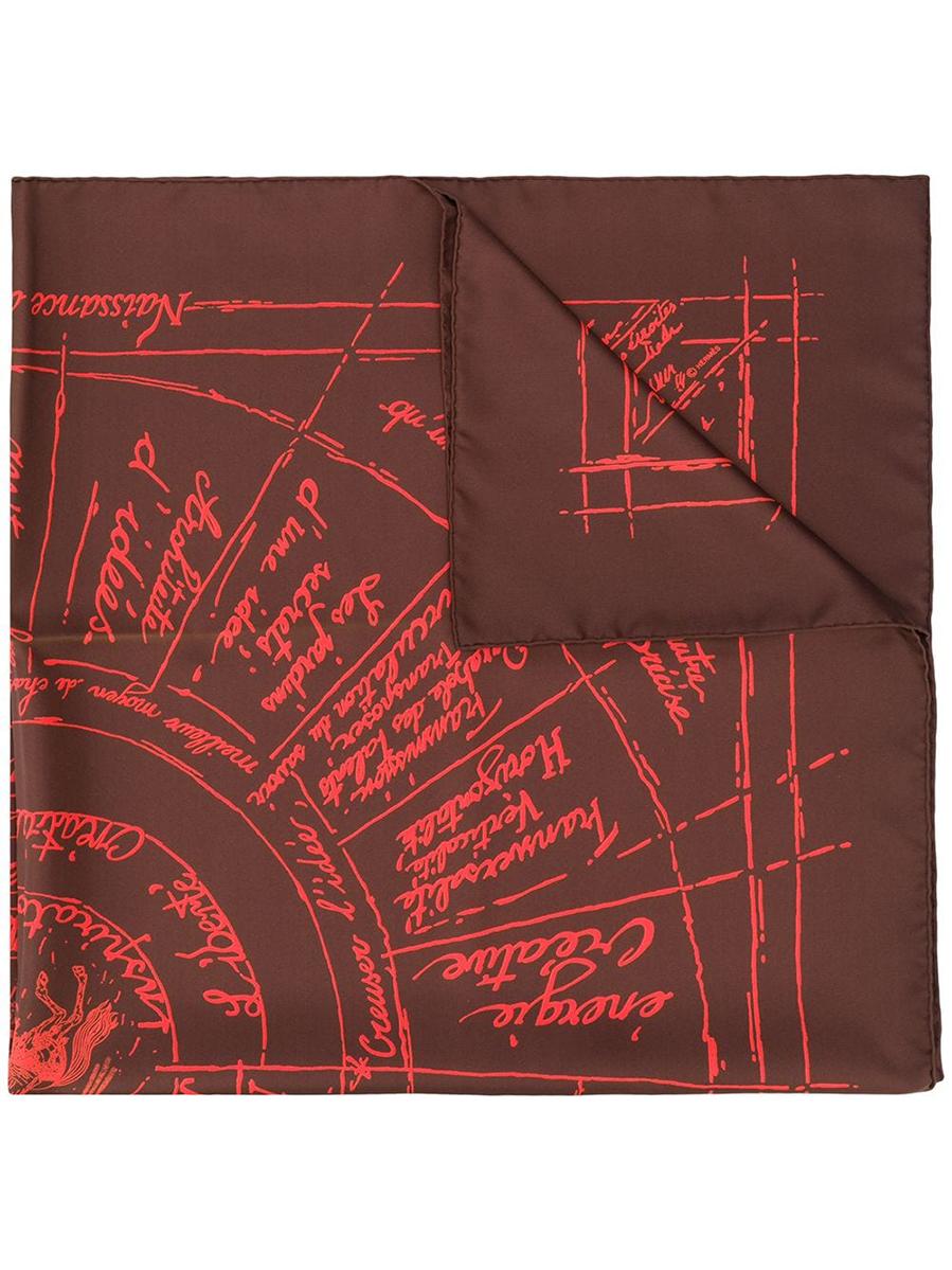 Brown Hermès Naissance d'une Silk Scarf