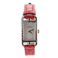 Hermes Nantucket Jete de Diamants Quartz Watch Stainless Steel and Alliga