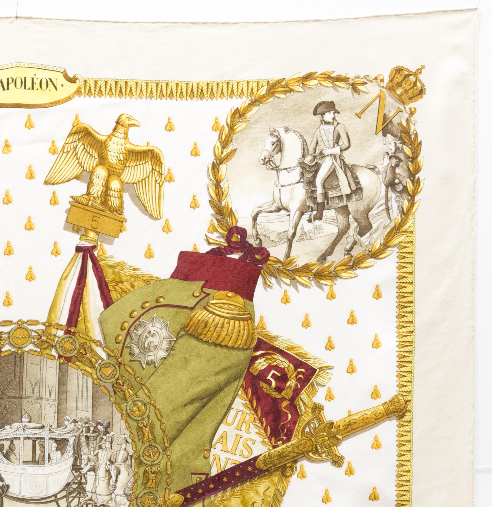 Hermes Napoleon by Philippe Ledoux Silk Scarf In Good Condition For Sale In Paris, FR
