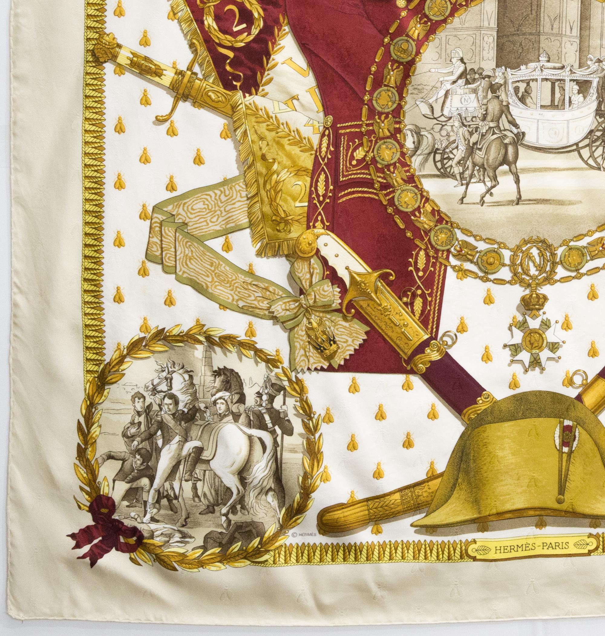 Women's or Men's Hermes Napoleon by Philippe Ledoux Silk Scarf For Sale