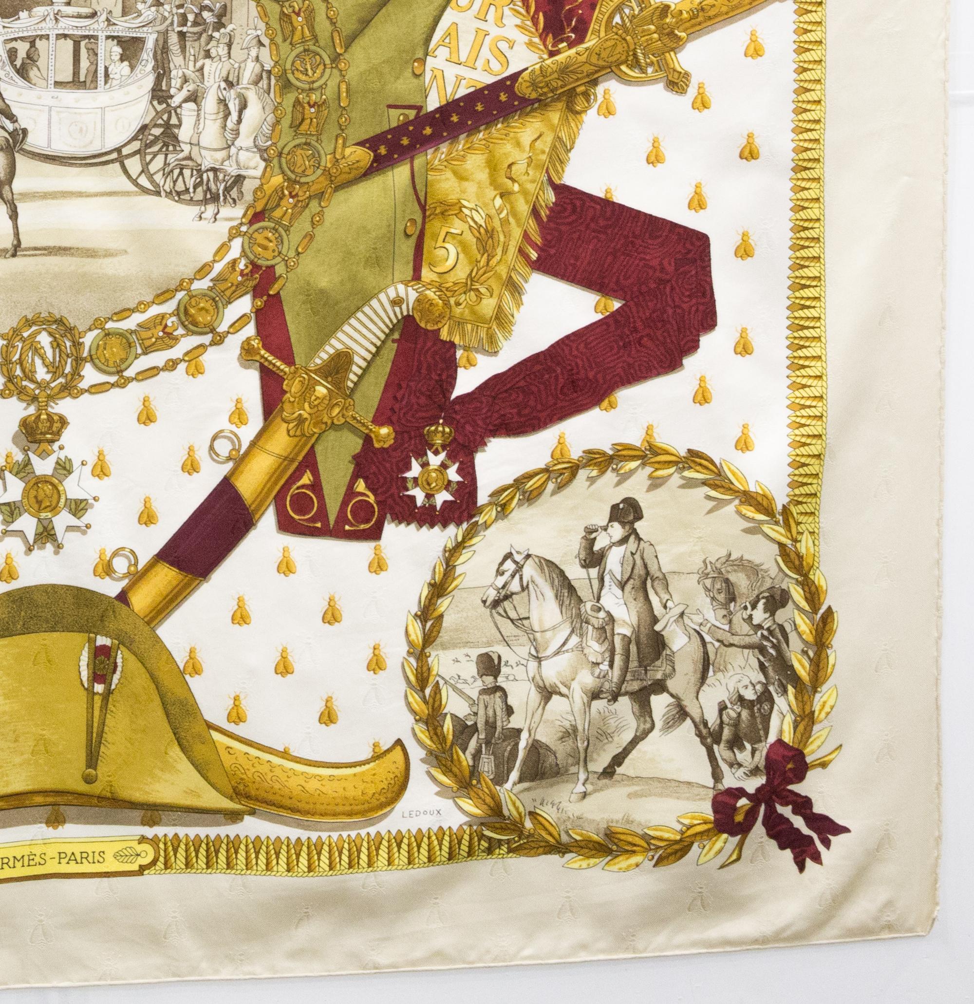 Hermes Napoleon by Philippe Ledoux Silk Scarf For Sale 1