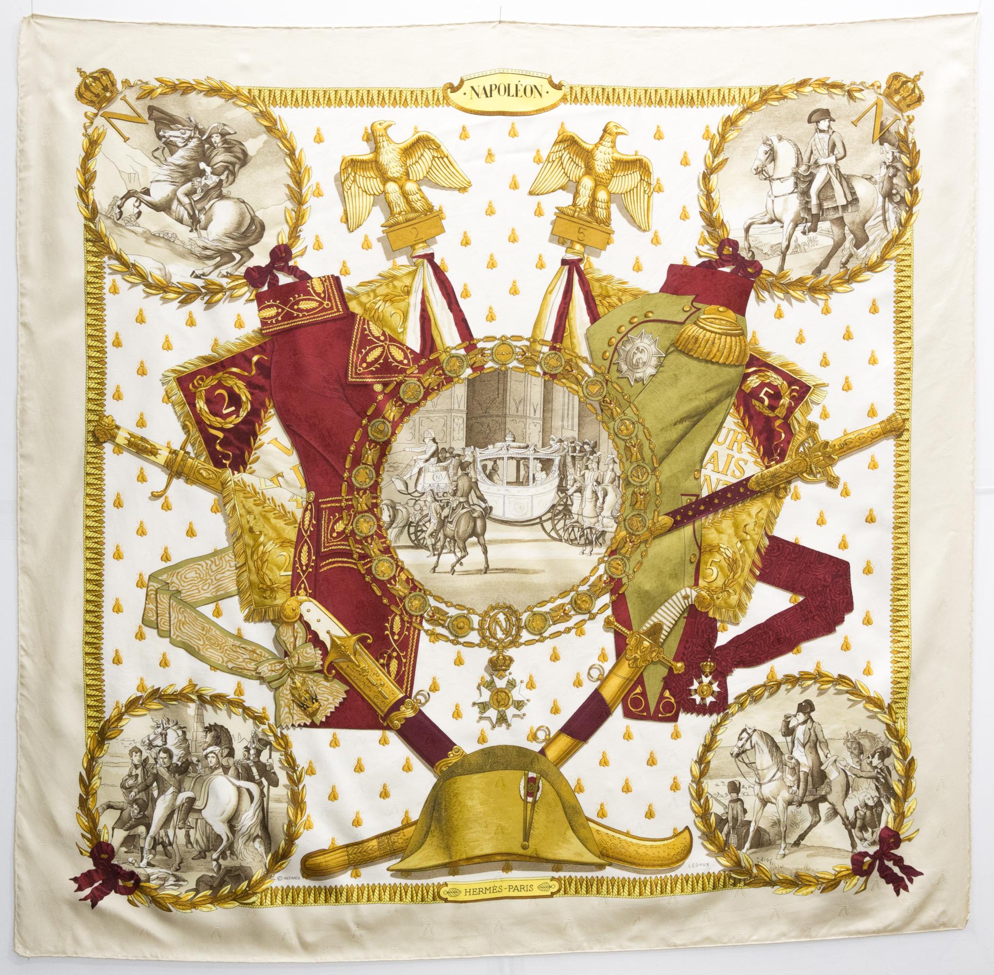 Hermes Napoleon by Philippe Ledoux Silk Scarf For Sale 2