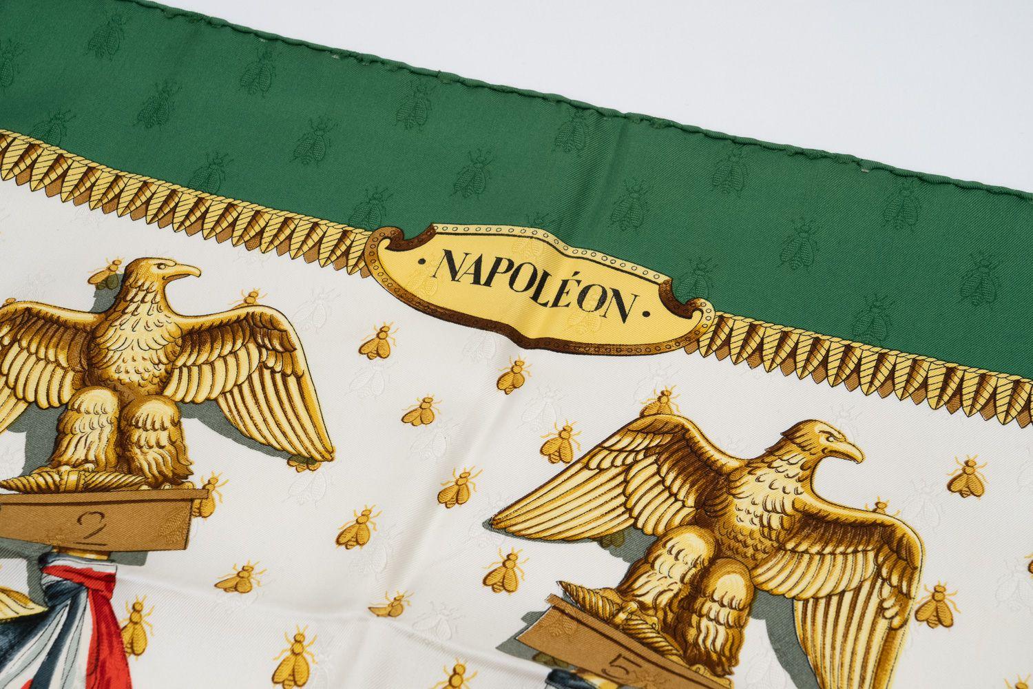 Hermès Napoleon Green Silk Scarf Ledoux In Excellent Condition In West Hollywood, CA