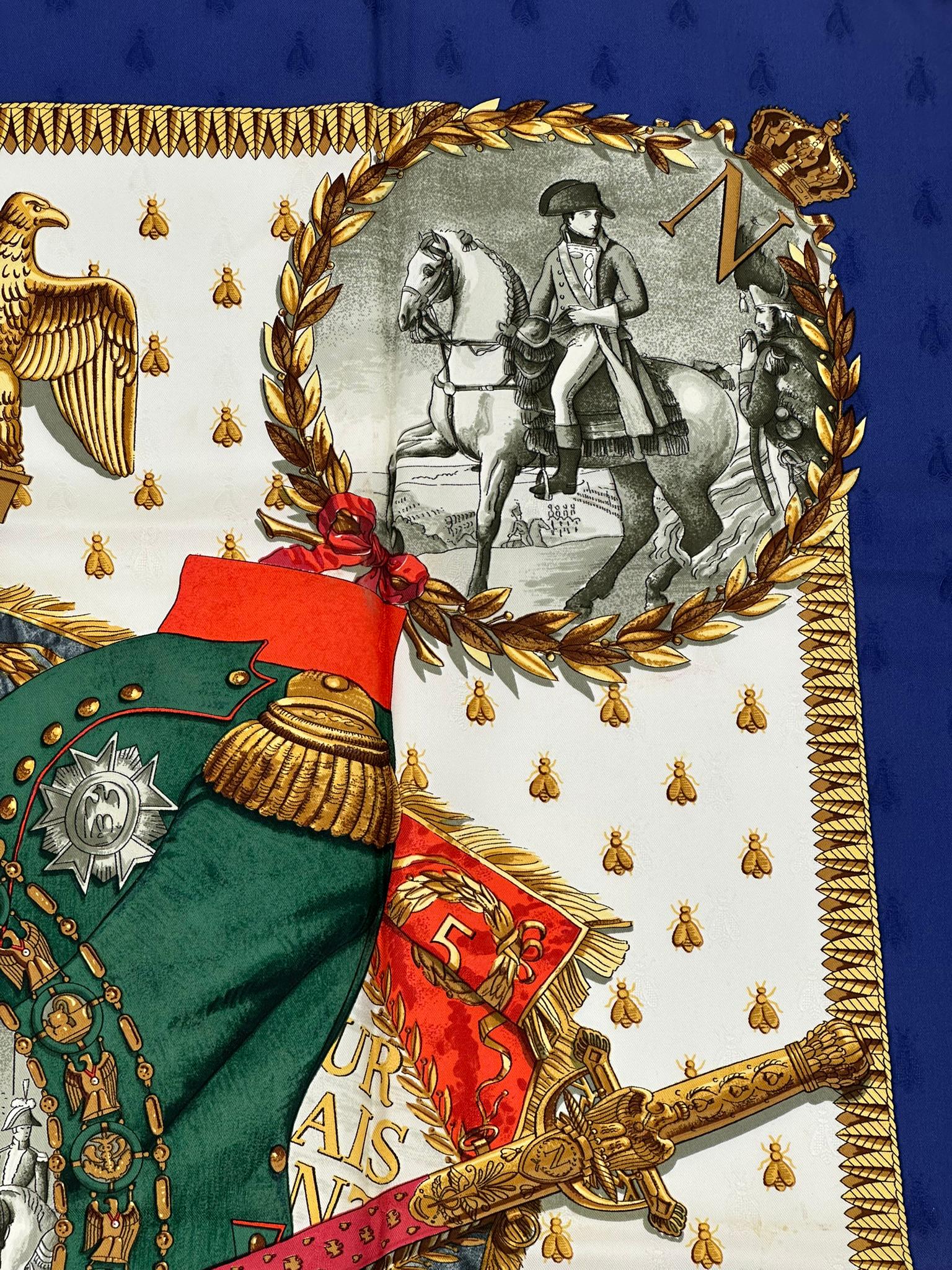 Hermès - Foulard en jacquard de soie Napoléon Design/One 1963 90CM en vente 5
