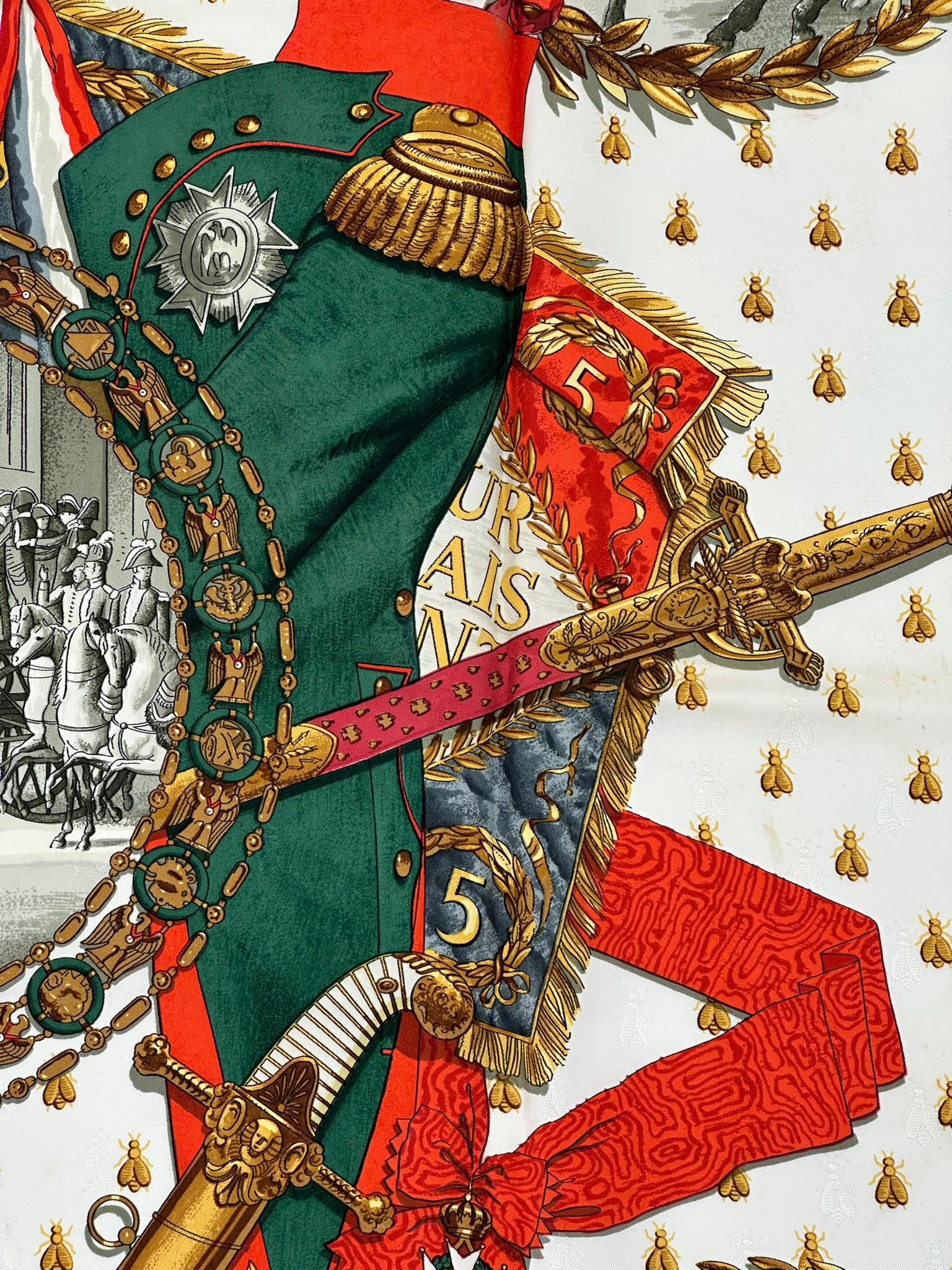 Hermès - Foulard en jacquard de soie Napoléon Design/One 1963 90CM en vente 6