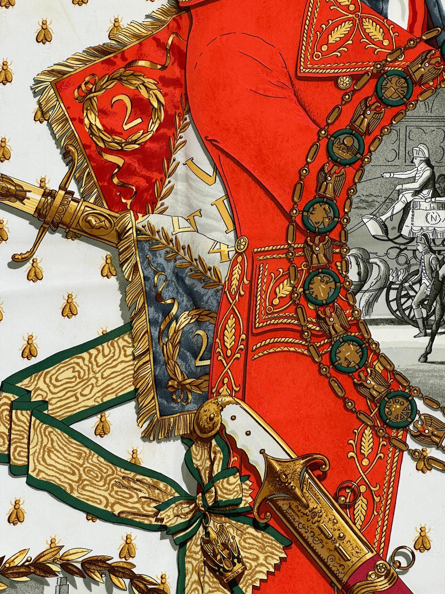Hermès - Foulard en jacquard de soie Napoléon Design/One 1963 90CM en vente 7