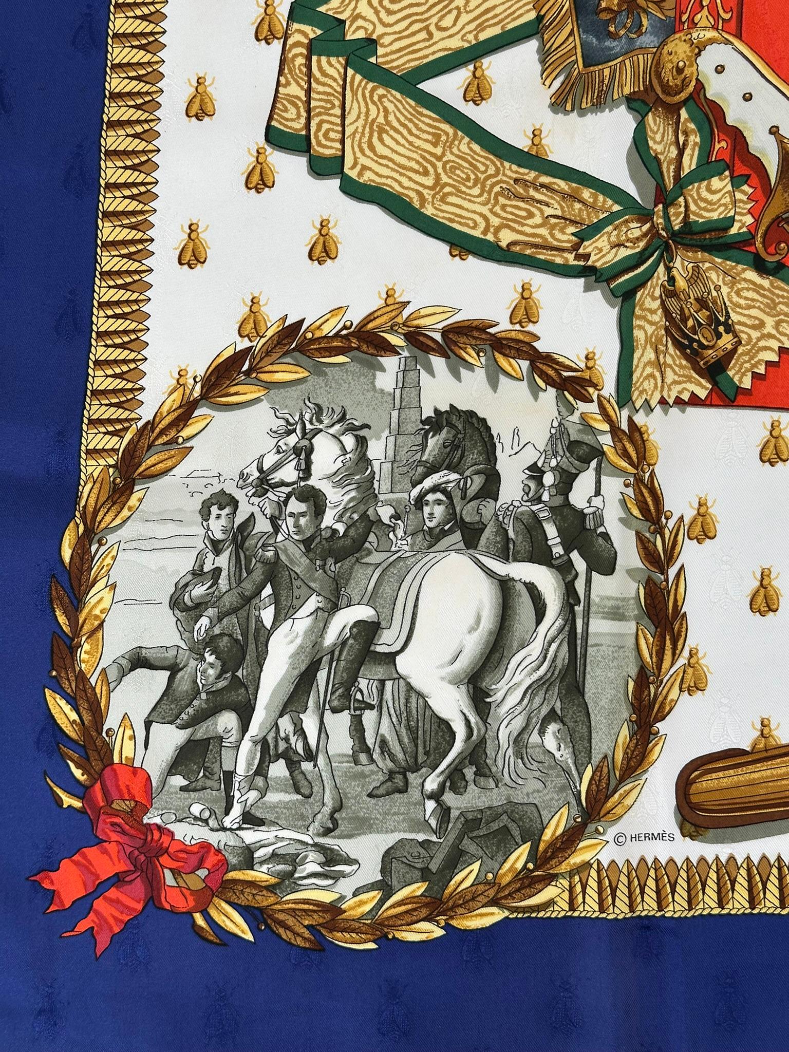 Hermès - Foulard en jacquard de soie Napoléon Design/One 1963 90CM Bon état - En vente à West Palm Beach, FL