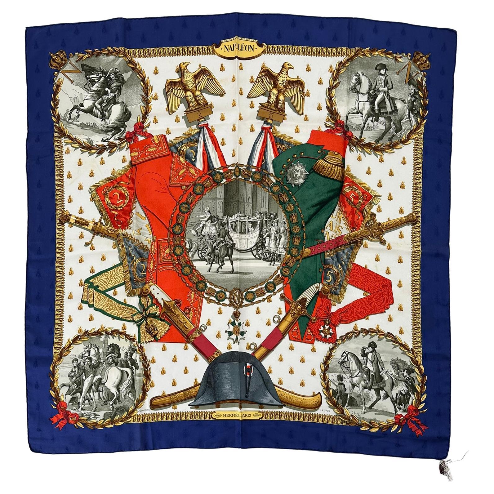 Hermès - Foulard en jacquard de soie Napoléon Design/One 1963 90CM en vente