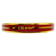 Hermes Bangle stretto con smalto e motivo di cintura in pelle