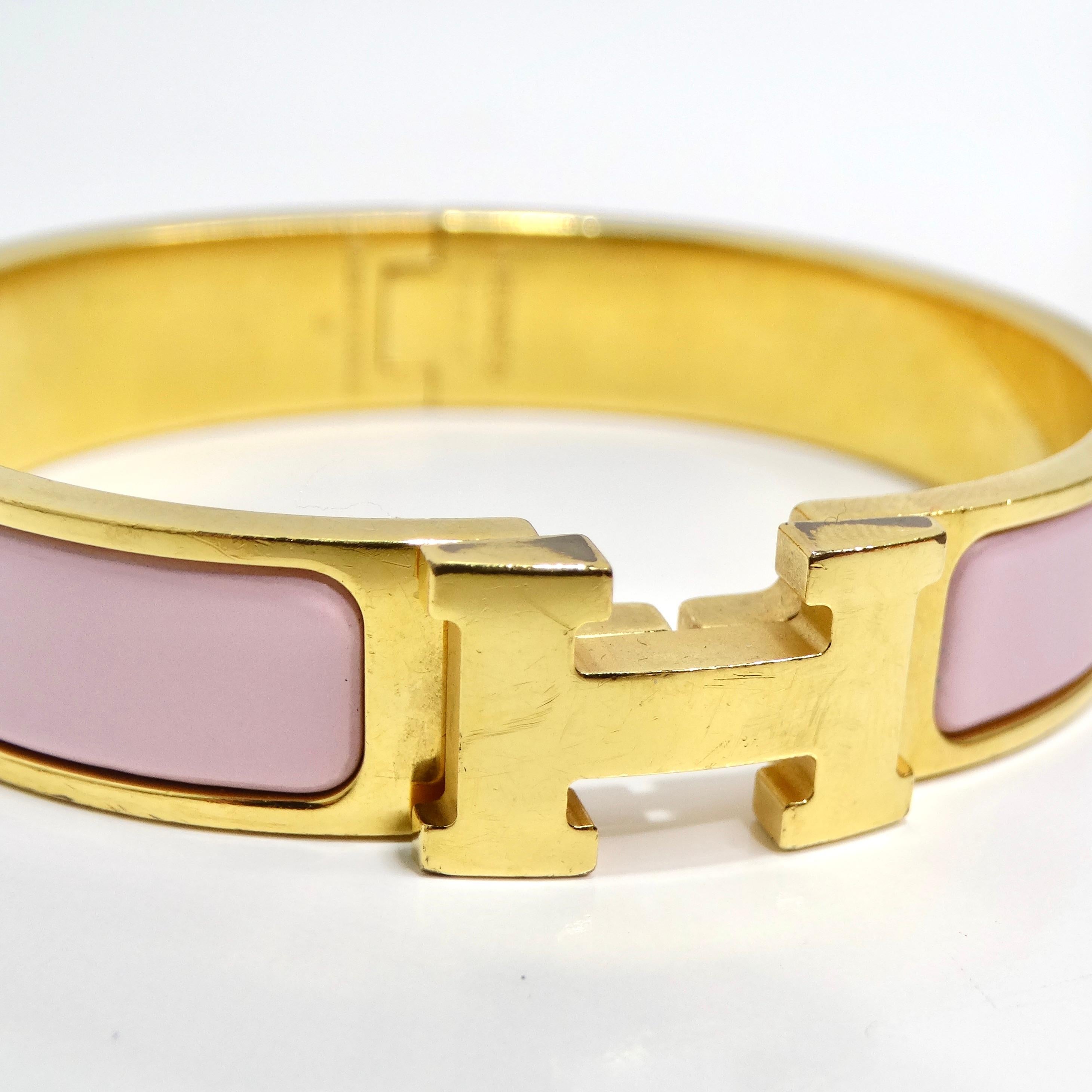 Hermes Narrow Enamel Clic Clac Bracelet Light Pink 1