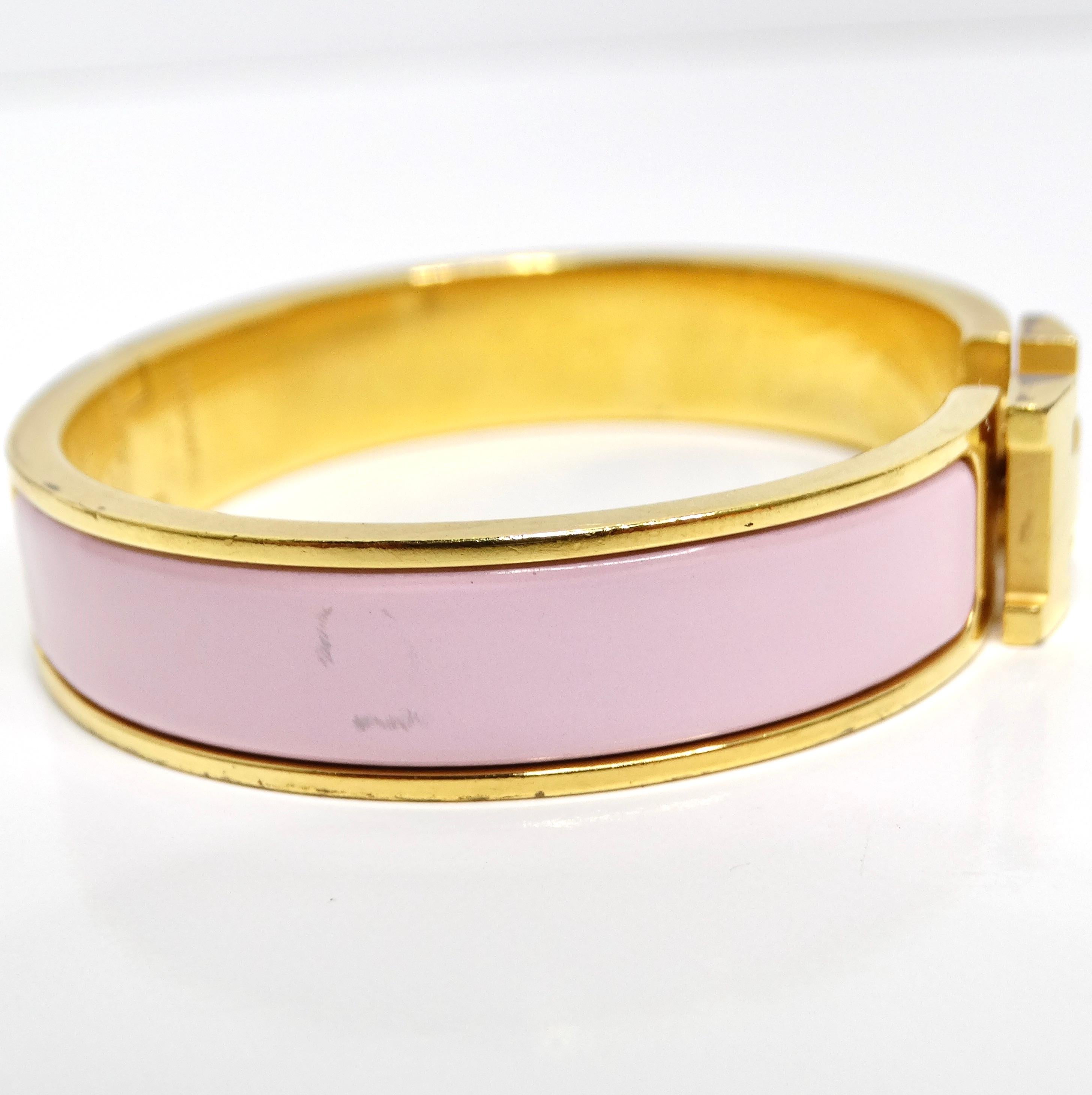 Hermes Narrow Enamel Clic Clac Bracelet Light Pink 2