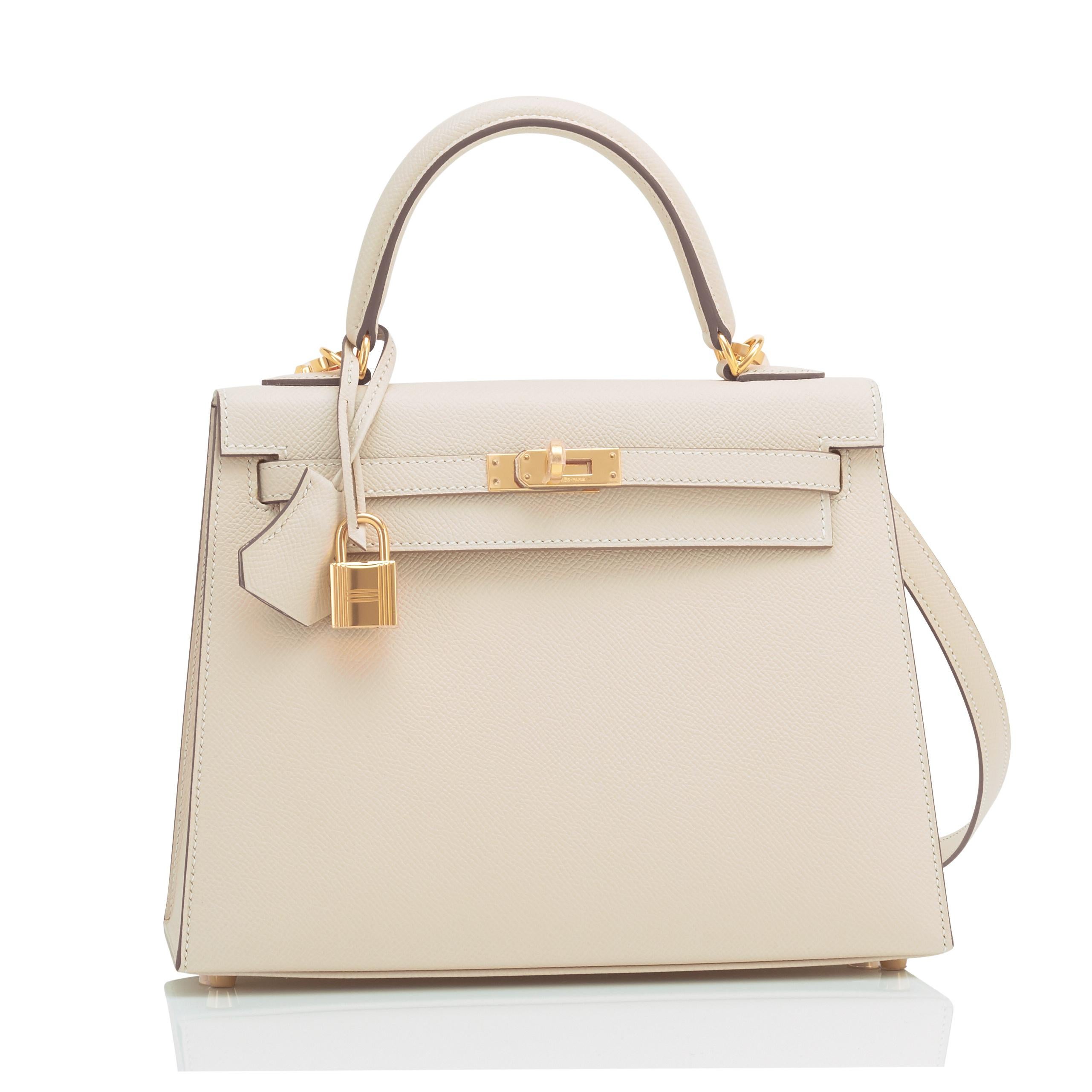 Hermes Craie Kelly 20cm Mini Off White Limited Edition VIP Shoulder Bag at  1stDibs