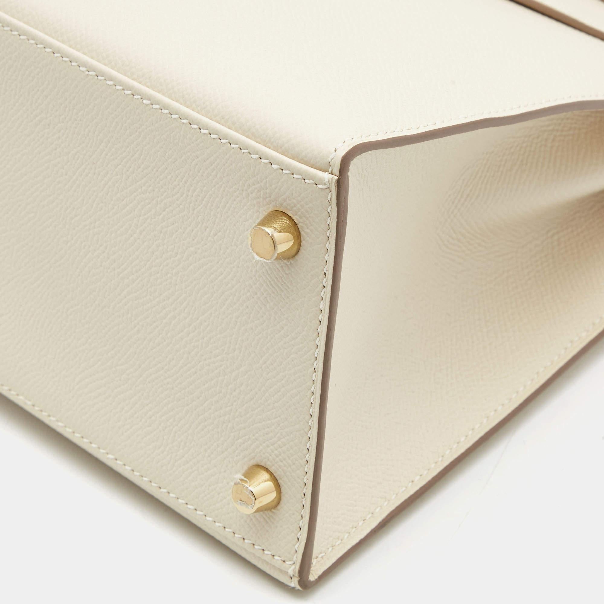 Hermes Nata Epsom Leather Gold Finish Kelly Sellier 28 Bag 8