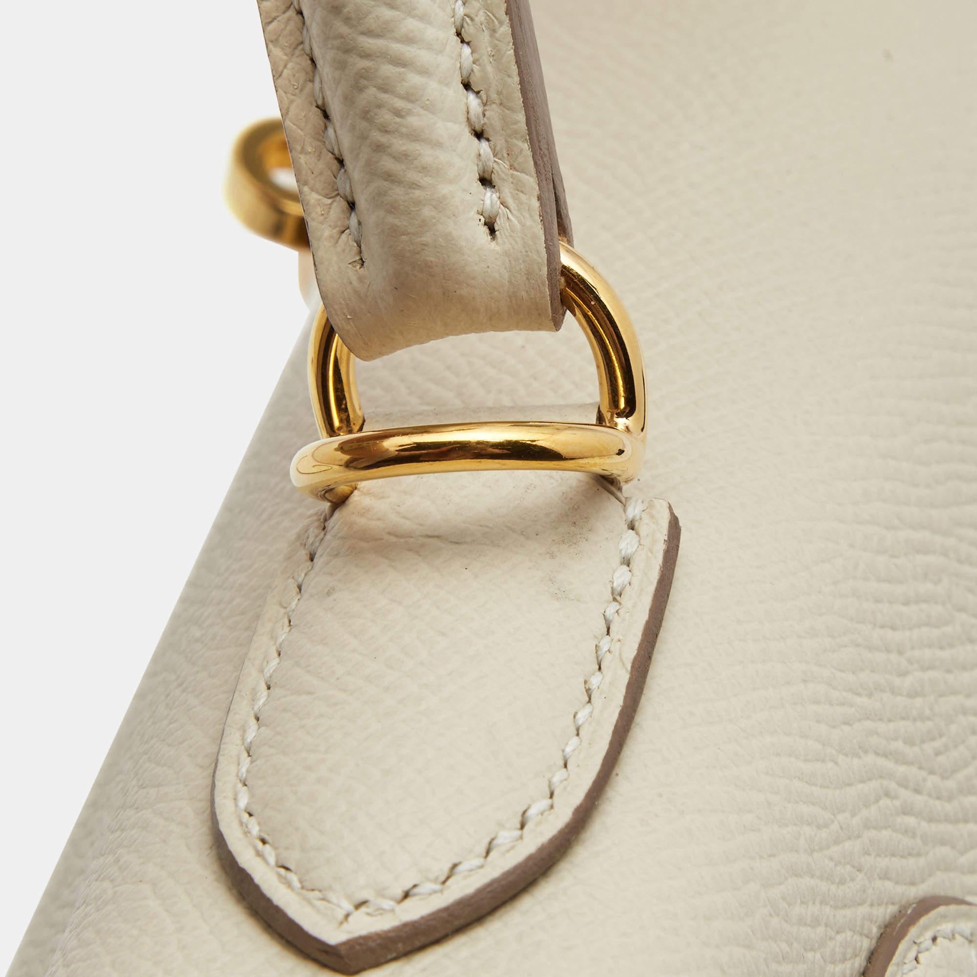 Hermes Nata Epsom Leather Gold Finish Kelly Sellier 28 Bag 10
