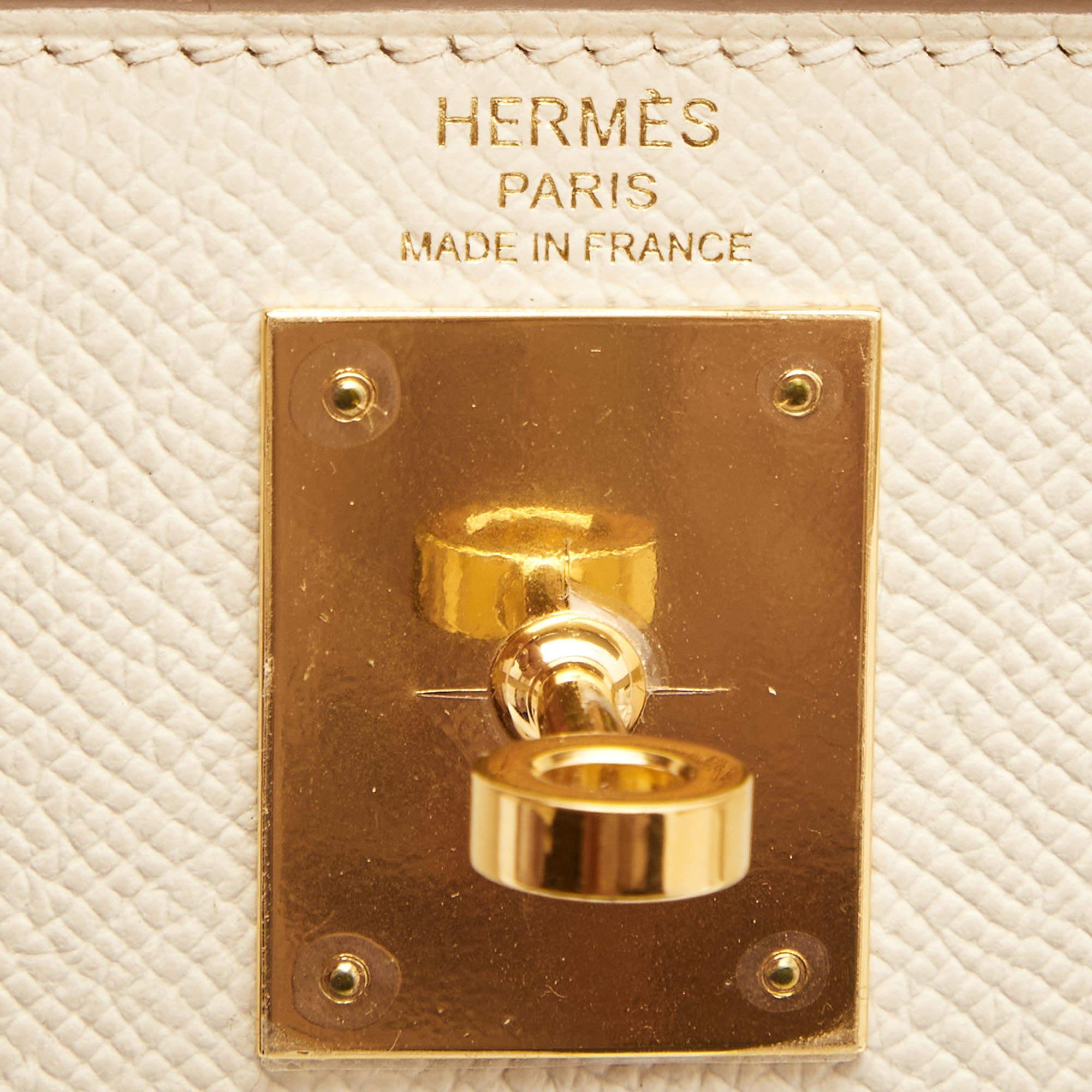 Hermes Nata Epsom Leather Gold Finish Kelly Sellier 28 Bag 2