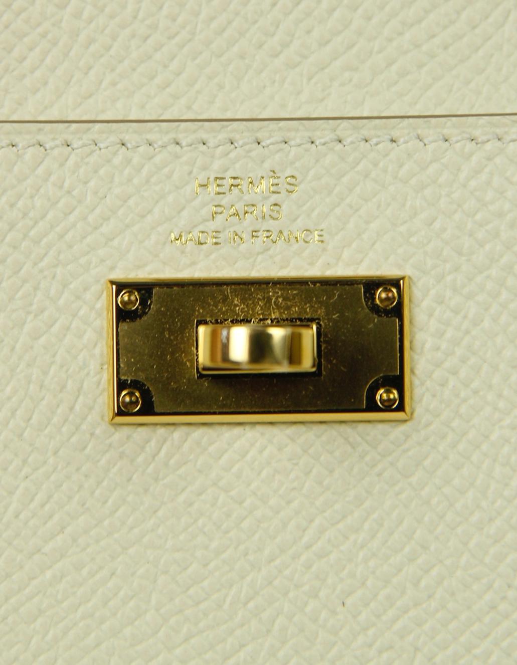 Hermes Nata Epsom Leather Kelly Pocket Compact Wallet GHW For Sale 2