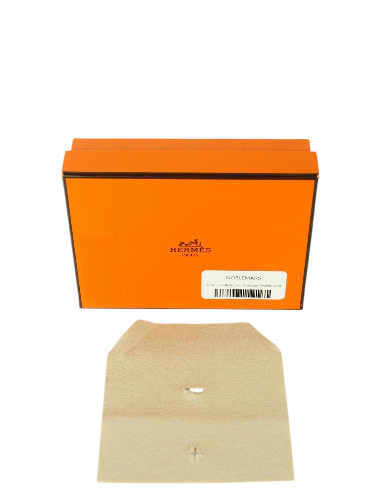 Hermes Nata Epsom Leather Kelly Pocket Compact Wallet GHW For Sale 4