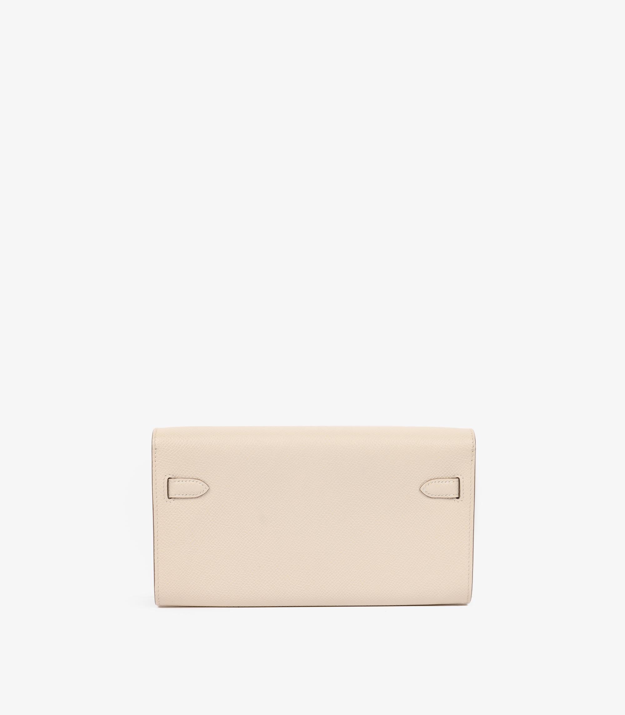 Beige Hermès Nata Epsom Leather Kelly To Go Long Wallet For Sale