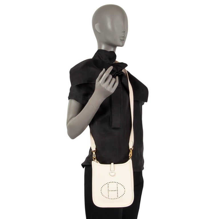 Hermes Taurillon Clemence Evelyne Tpm Nata White Crossbody Bag Auction