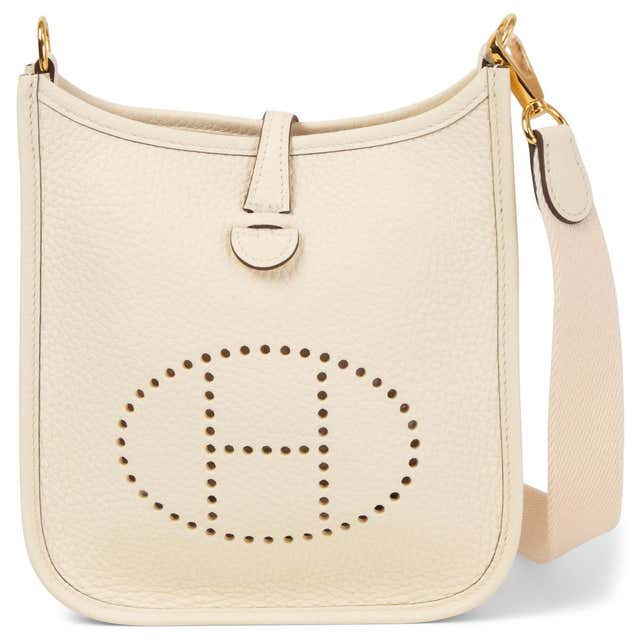 HERMES Bucket Bag in White Canvas and Leather at 1stDibs | hermes ...