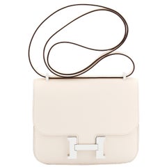 Hermes Nata Off White Epsom Constance 18cm Craie Shoulder Bag Y Stamp:: 2020