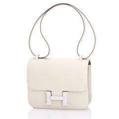 Hermes Nata Off White Epsom Constance 24cm Cream Shoulder Bag Y Stamp, 2020