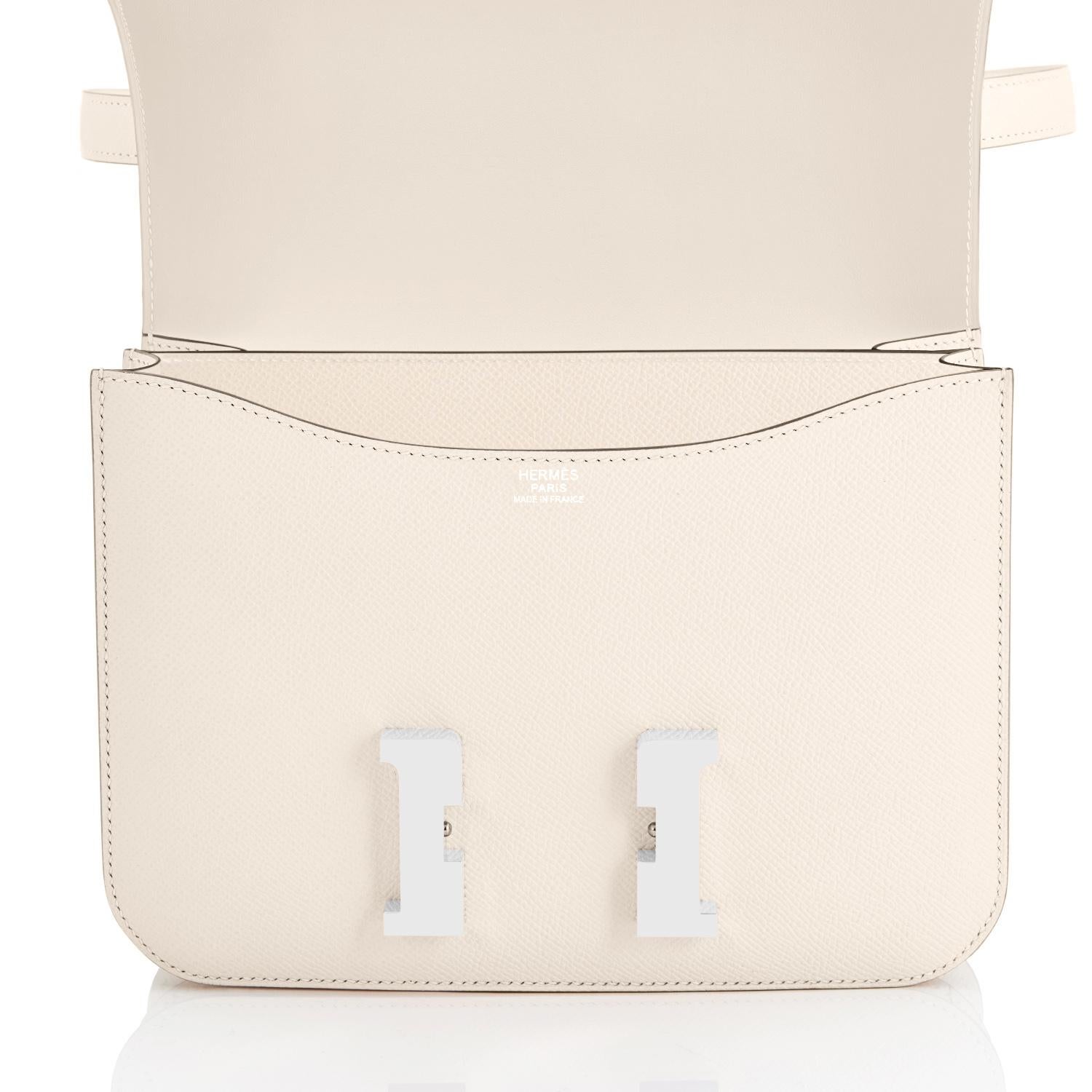 Women's or Men's Hermes Nata Off White Epsom Constance 24cm Cream Shoulder Bag Y Stamp, 2020