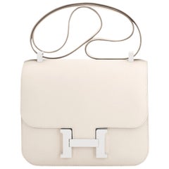 Hermes Nata Off White Epsom Constance 24cm Cream Shoulder Bag Y Stamp, 2020