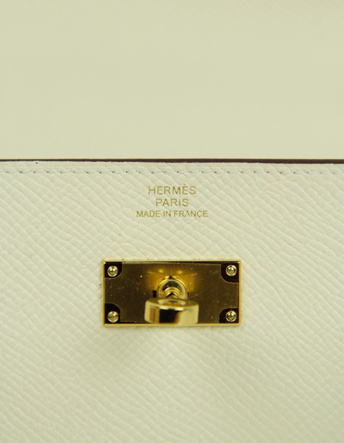 Hermes Nata Off-White Epsom Leather Kelly To Go Wallet Crossbody Bag For Sale 3