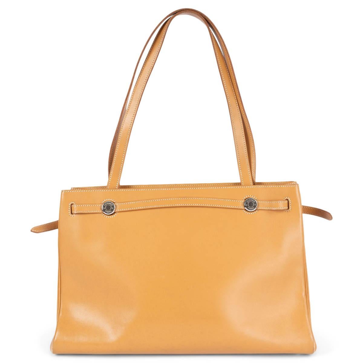 HERMES Natural beige Vache Natural leather CABANA 35 Shopper Bag In Fair Condition For Sale In Zürich, CH