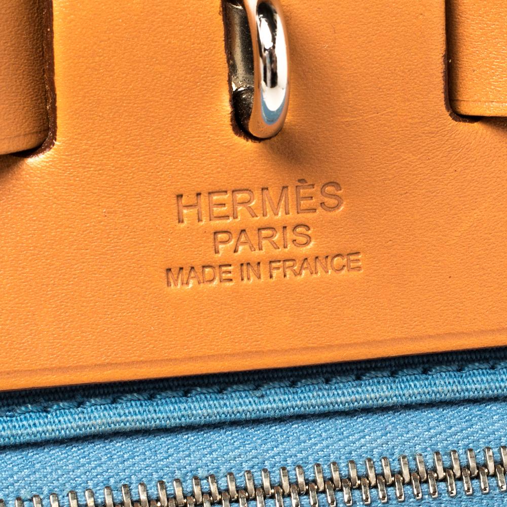 Hermes Natural/Blue Agate Canvas and Leather Herbag Zip 31 Bag 1