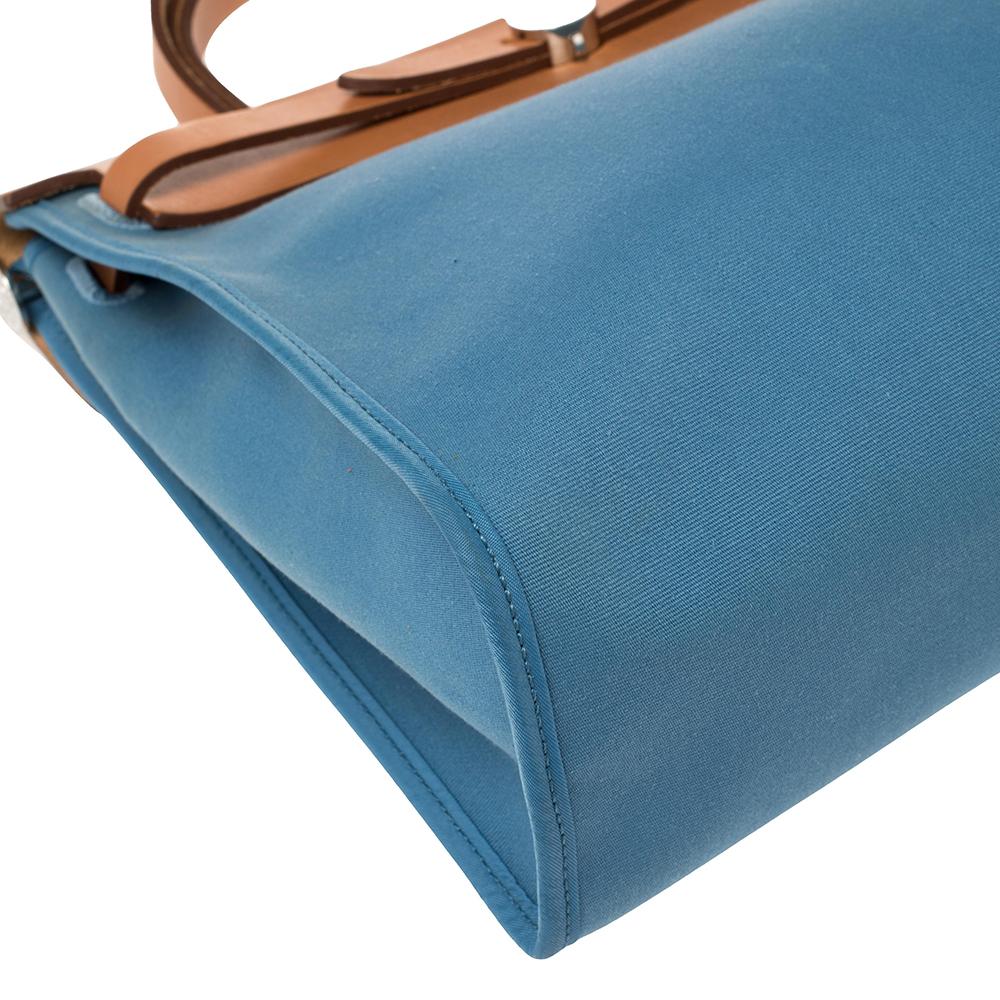 Hermes Natural/Blue Agate Canvas and Leather Herbag Zip 31 Bag 2