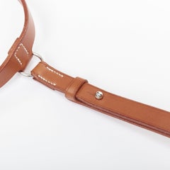 HERMES natural bridle leather outdoor picnic plaid blanket carry strap