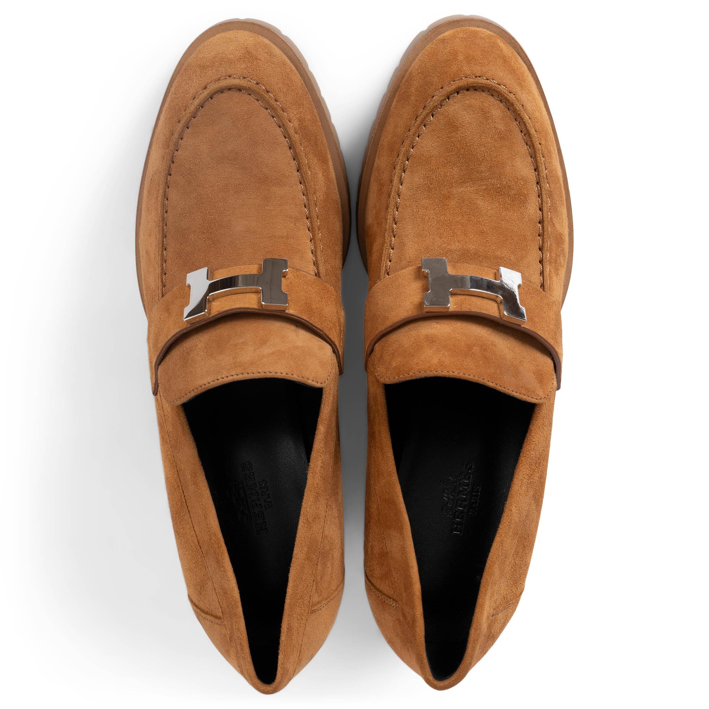 HERMES Natural brown suede FOCH 60 Pumps Shoes 37.5 For Sale 1