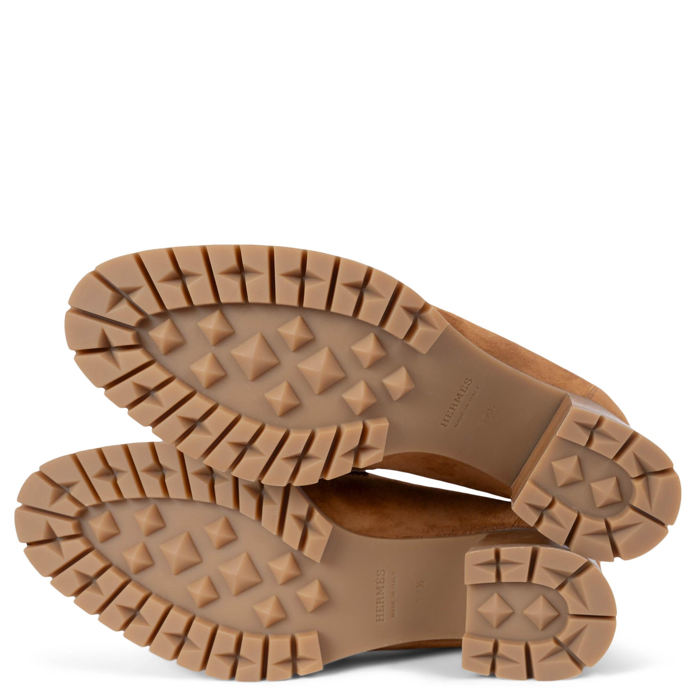 HERMES Natural brown suede FOCH 60 Pumps Shoes 37.5 For Sale 3