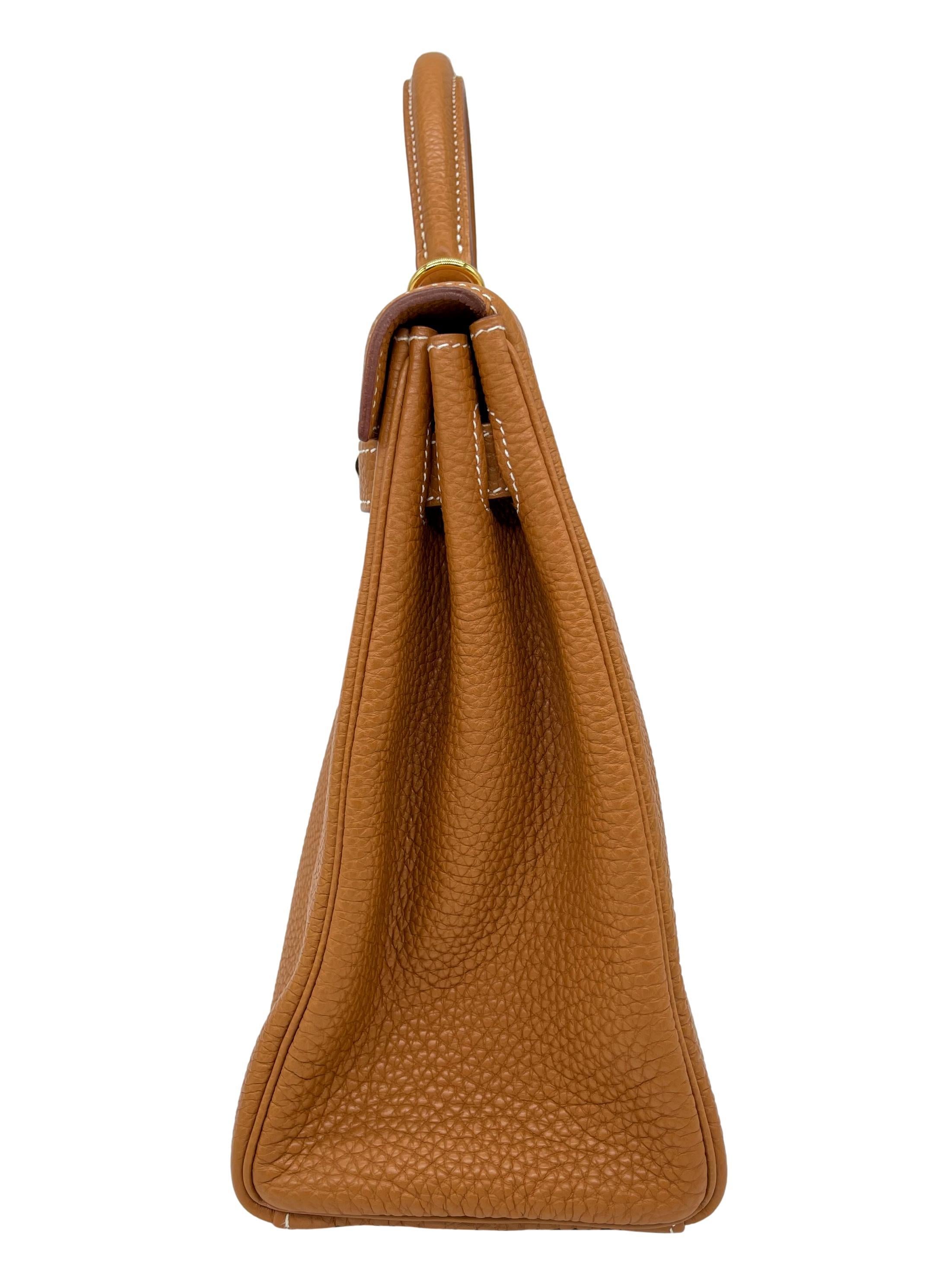 Hermès Natural Clemence Retourne Kelly Handbag with Gold Hardware 32cm, 2007. 5