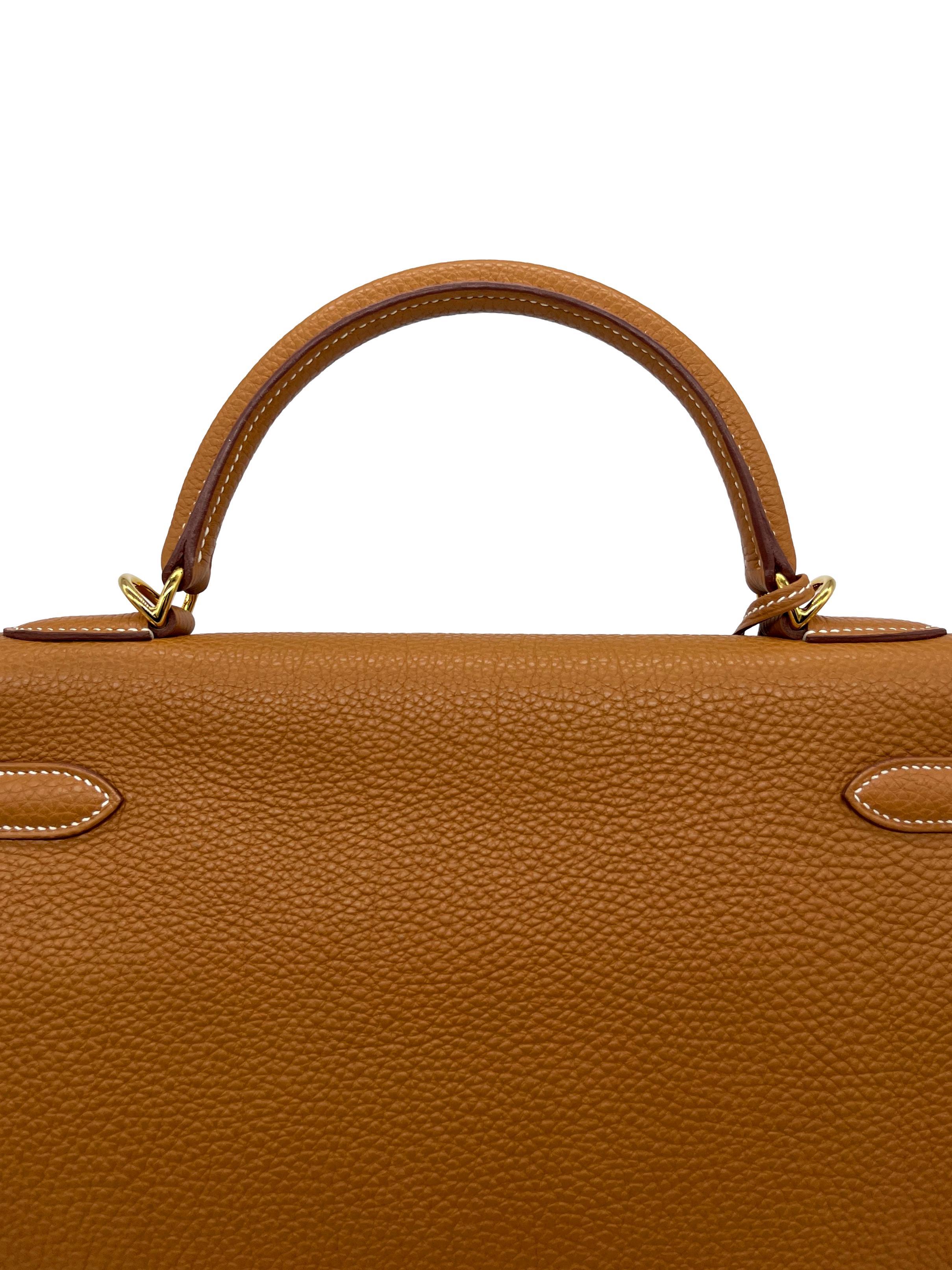 Hermès Natural Clemence Retourne Kelly Handbag with Gold Hardware 32cm, 2007. 12