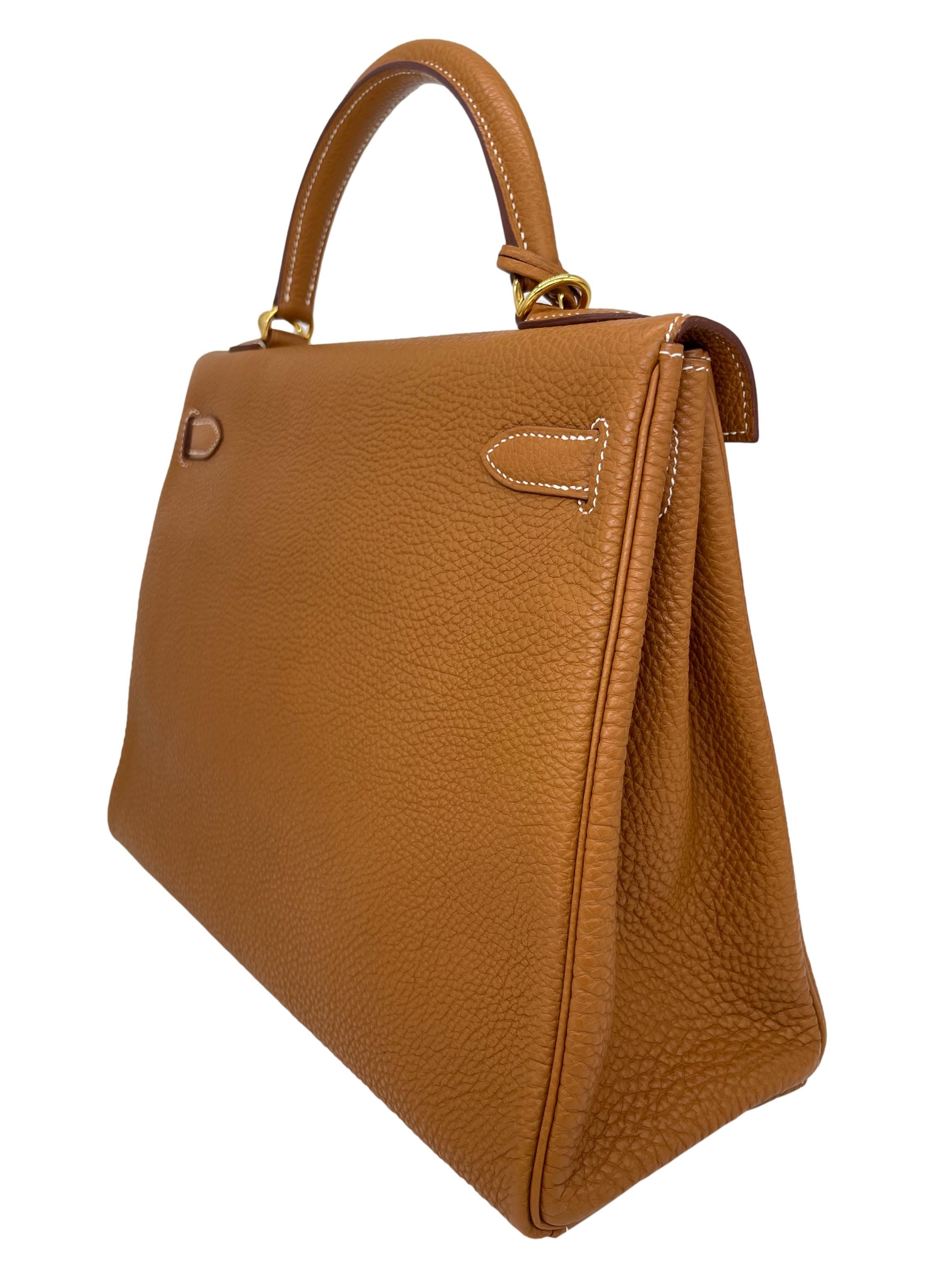 Hermès Natural Clemence Retourne Kelly Handbag with Gold Hardware 32cm, 2007. 2