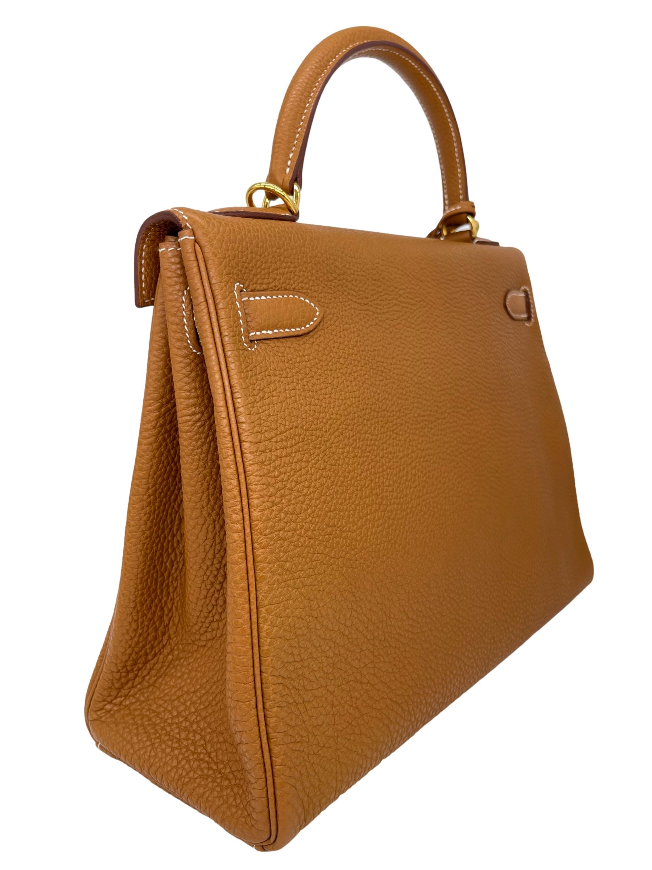 Hermès Natural Clemence Retourne Kelly Handbag with Gold Hardware 32cm, 2007. 3
