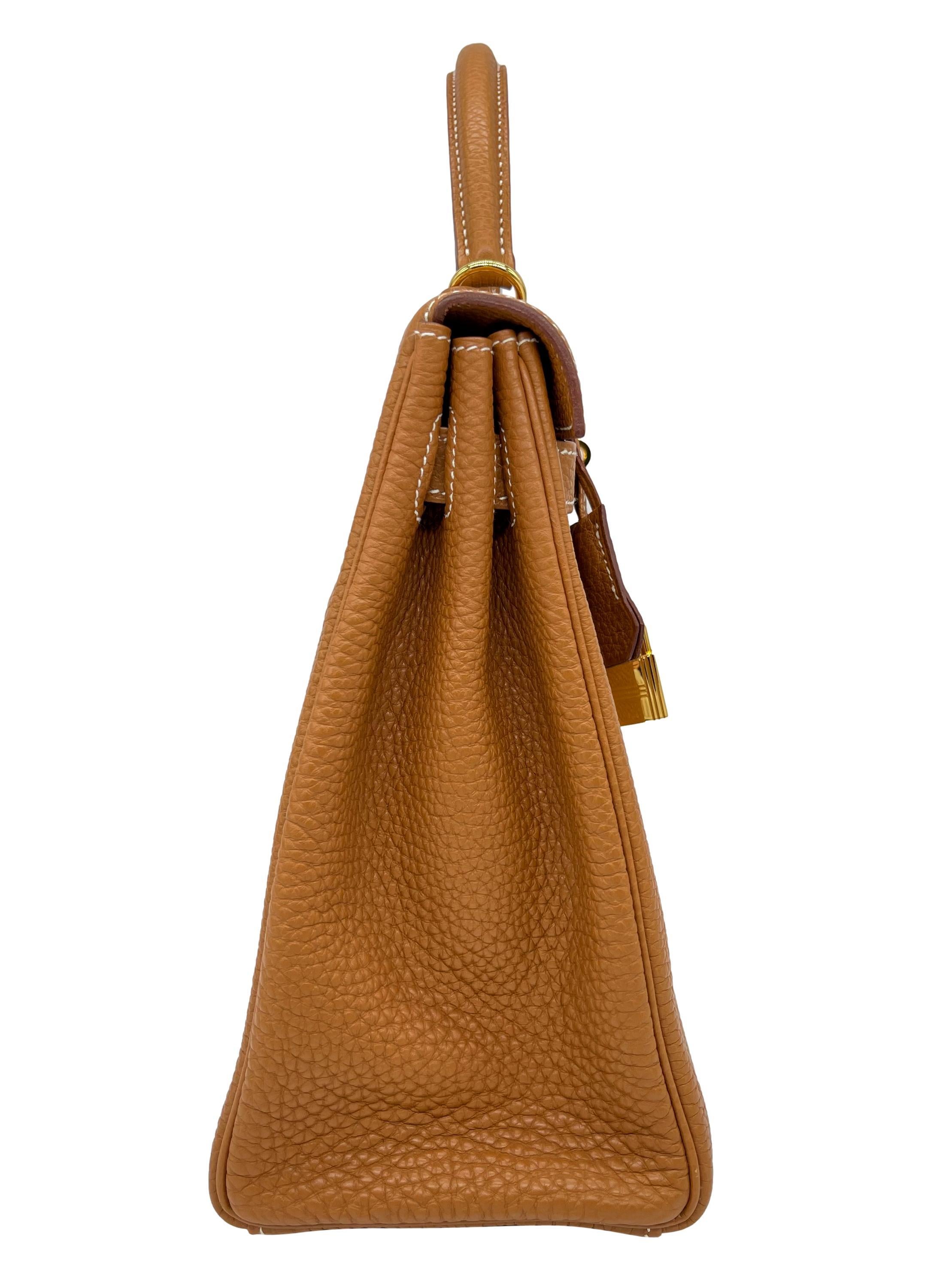 Hermès Natural Clemence Retourne Kelly Handbag with Gold Hardware 32cm, 2007. 4