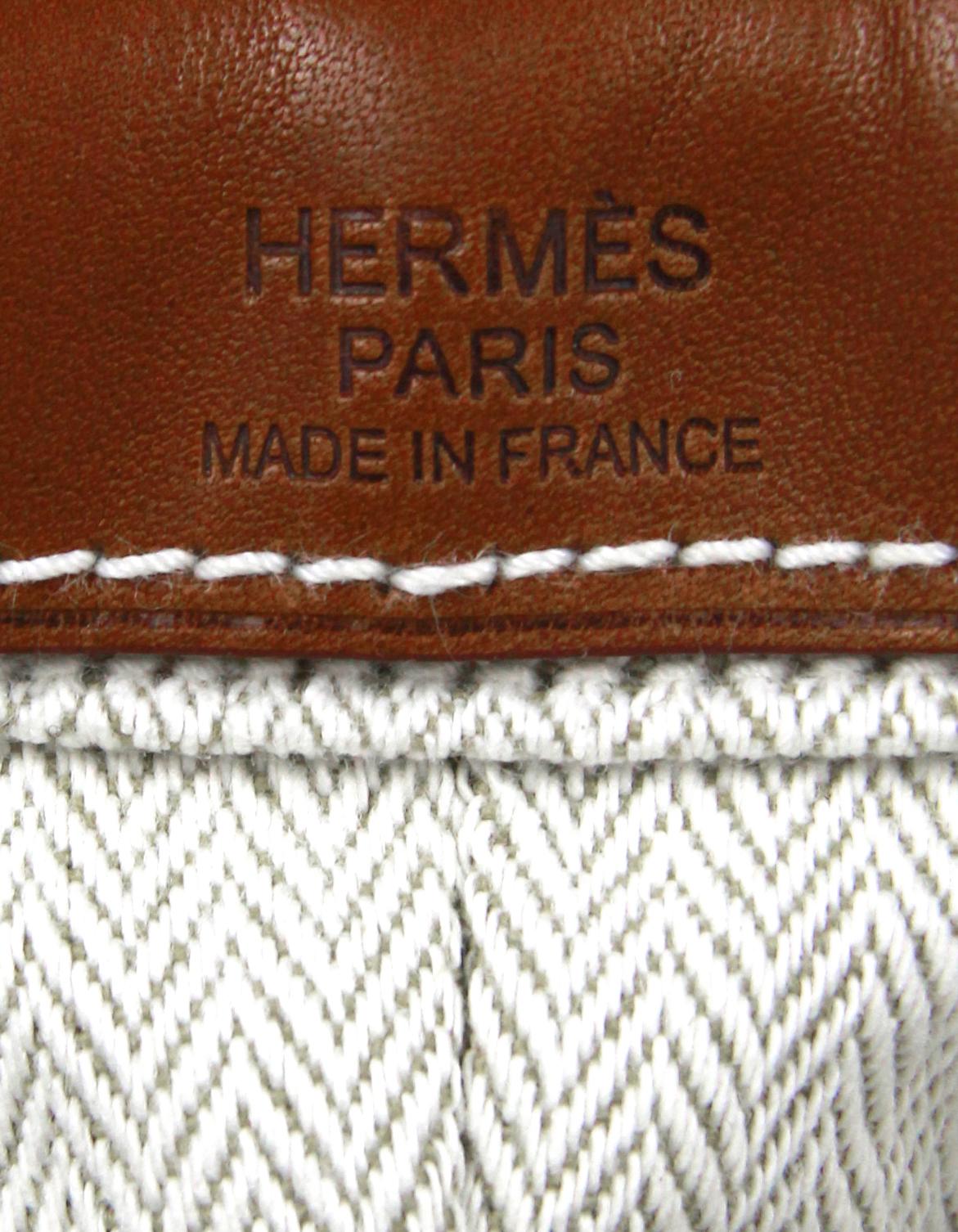 Gray Hermes Natural Fauve Canvas Barenia Fourbi 25 MM Bag Insert For Sale