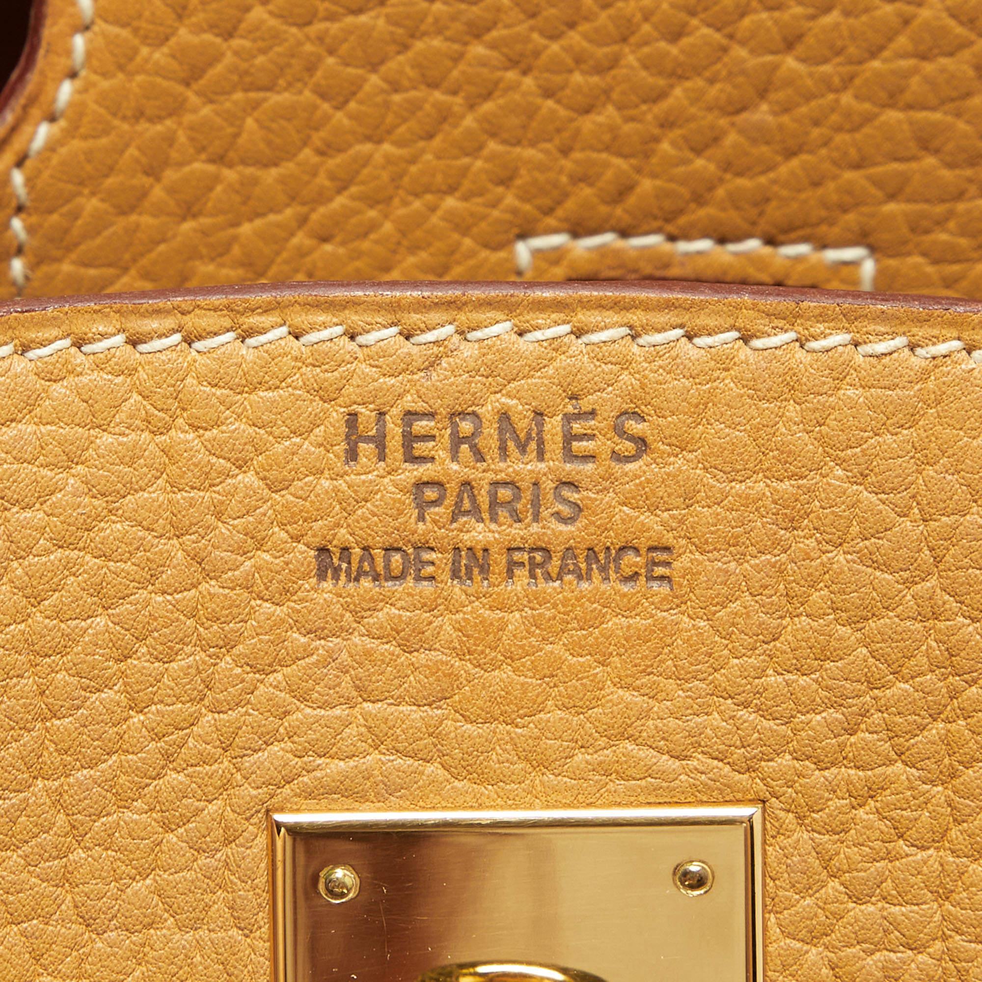 Hermes Natural Fjord Leather Gold Finished Birkin 30 Bag 7