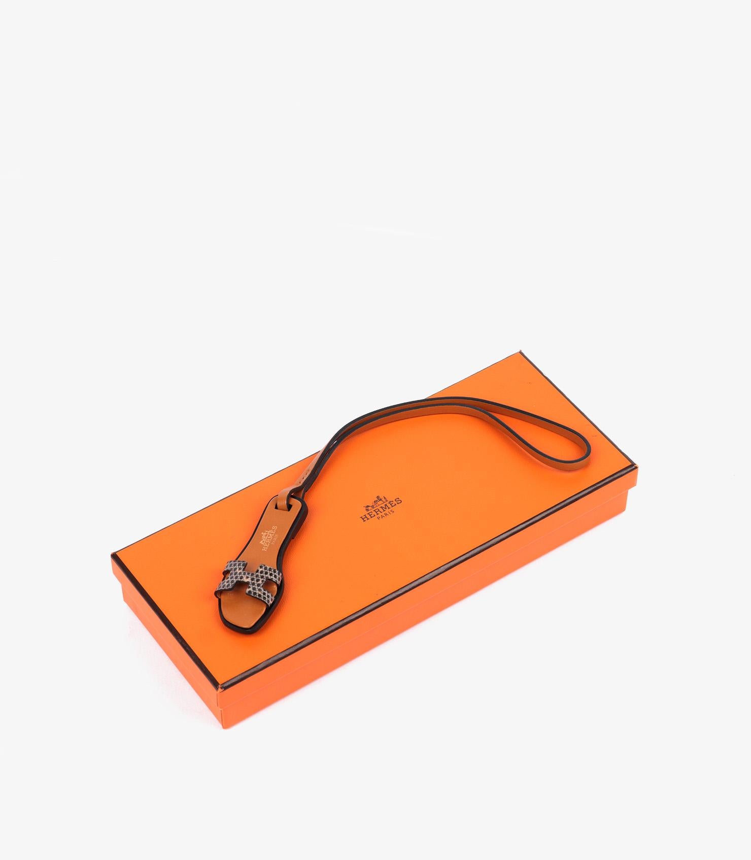 Women's or Men's Hermes Natural Ombre Lizard & Sable Butler Calfskin Leather Oran Nano Charm