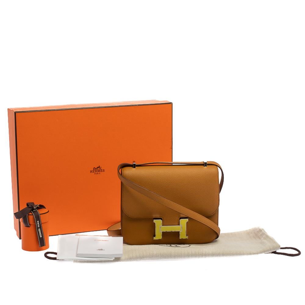 Hermes Natural Sable Evercolor Leather Mini Enamel Hardware Constance Bag 4