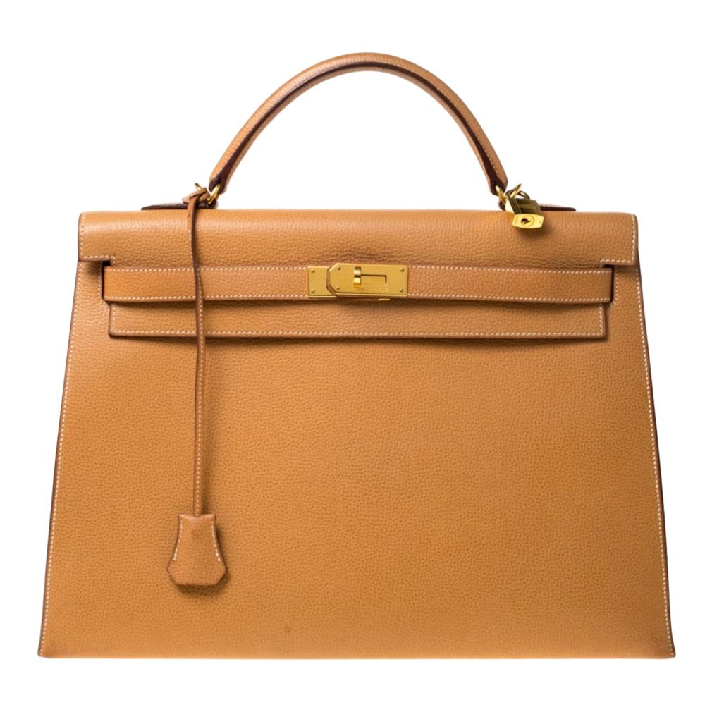 Hermes Natural Sable Vache Liegee Leather Gold Hardware Kelly Sellier 40 Bag