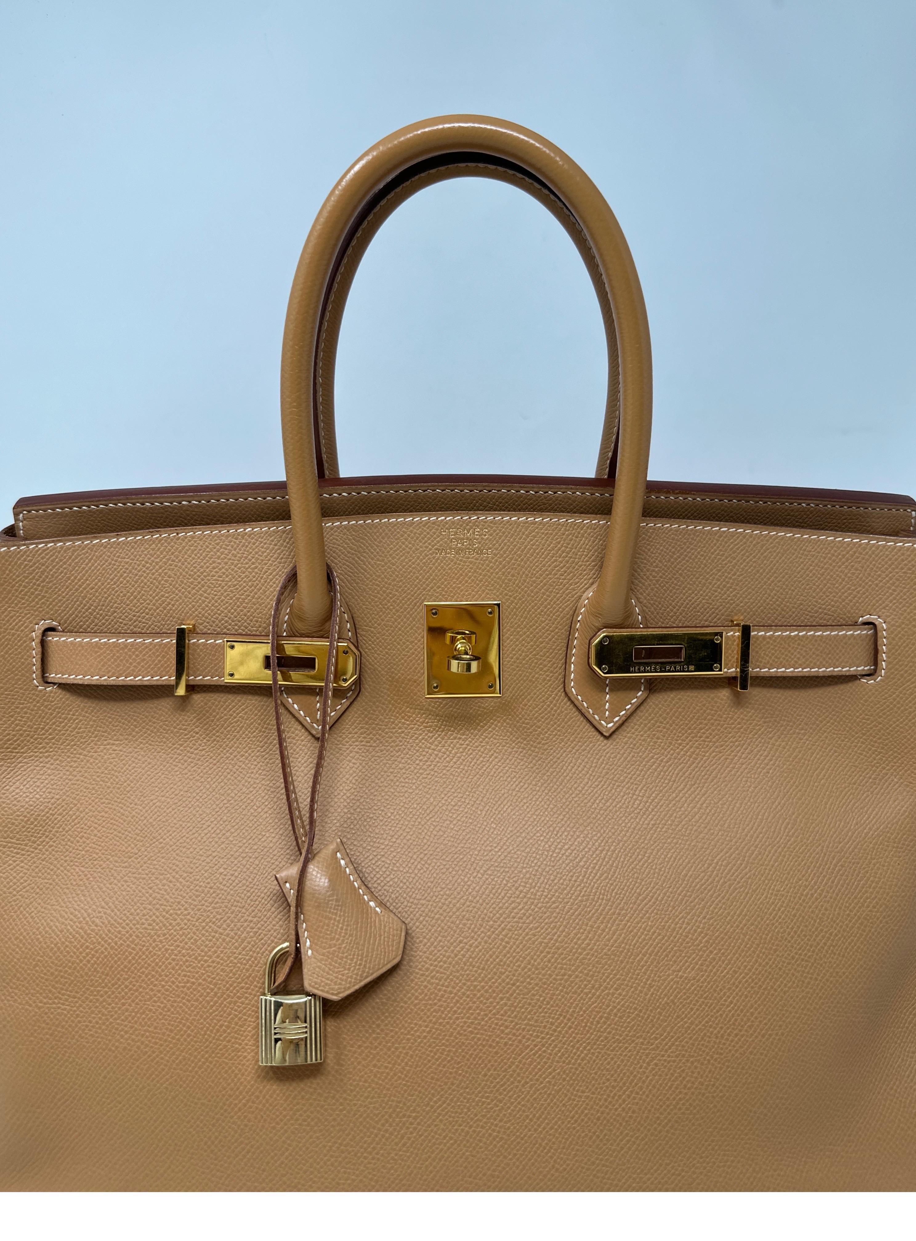 Hermes Natural Tan Birkin 35 Bag  In Excellent Condition In Athens, GA