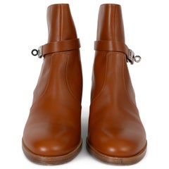 HERMES Natural tan leather 2023 FRENCHIE 50 Ankle Boots Shoes 37.5 fit 38