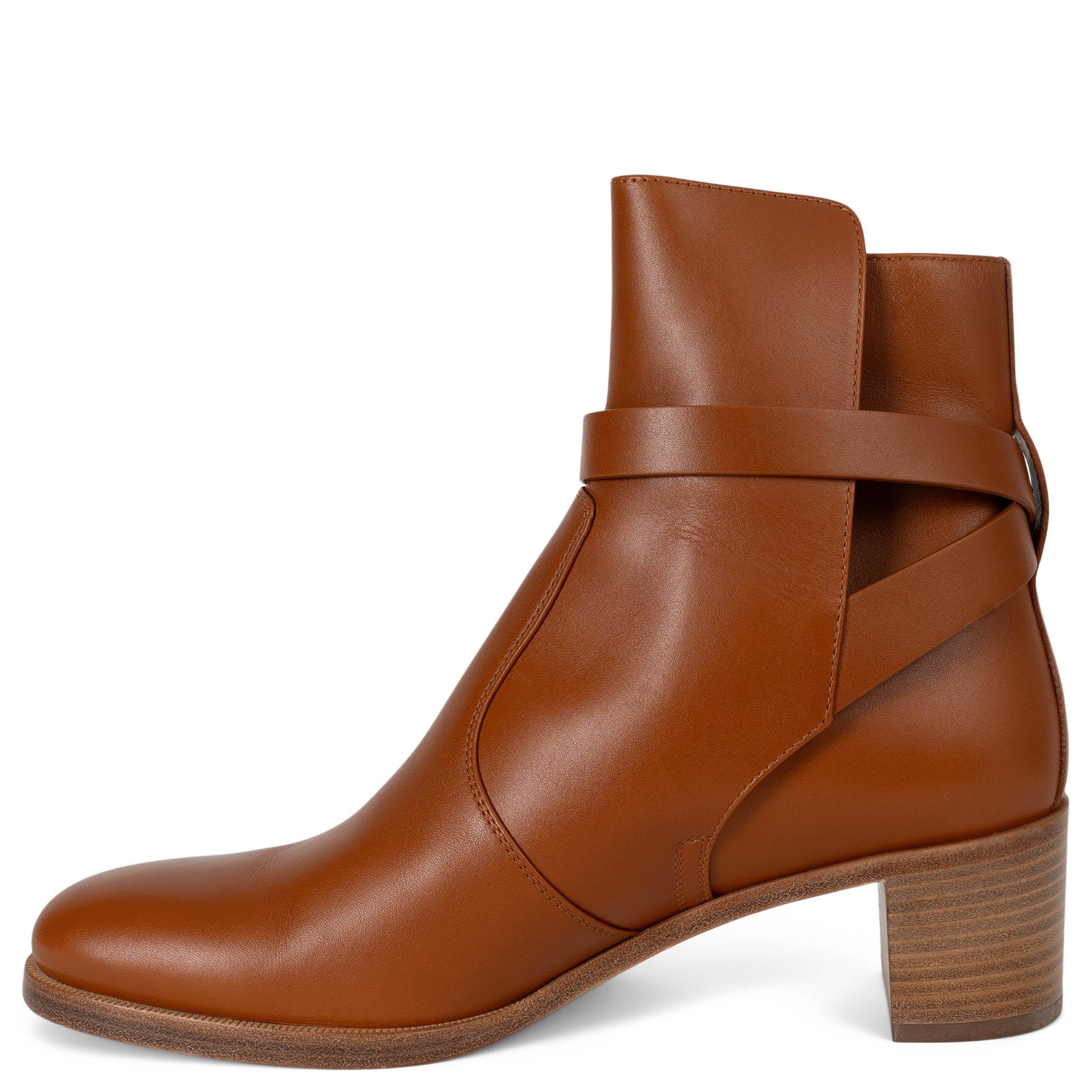 Marrone HERMES Pelle naturale marrone 2023 FRENCHIE 50 Stivaletti Scarpe 37.5 38 in vendita