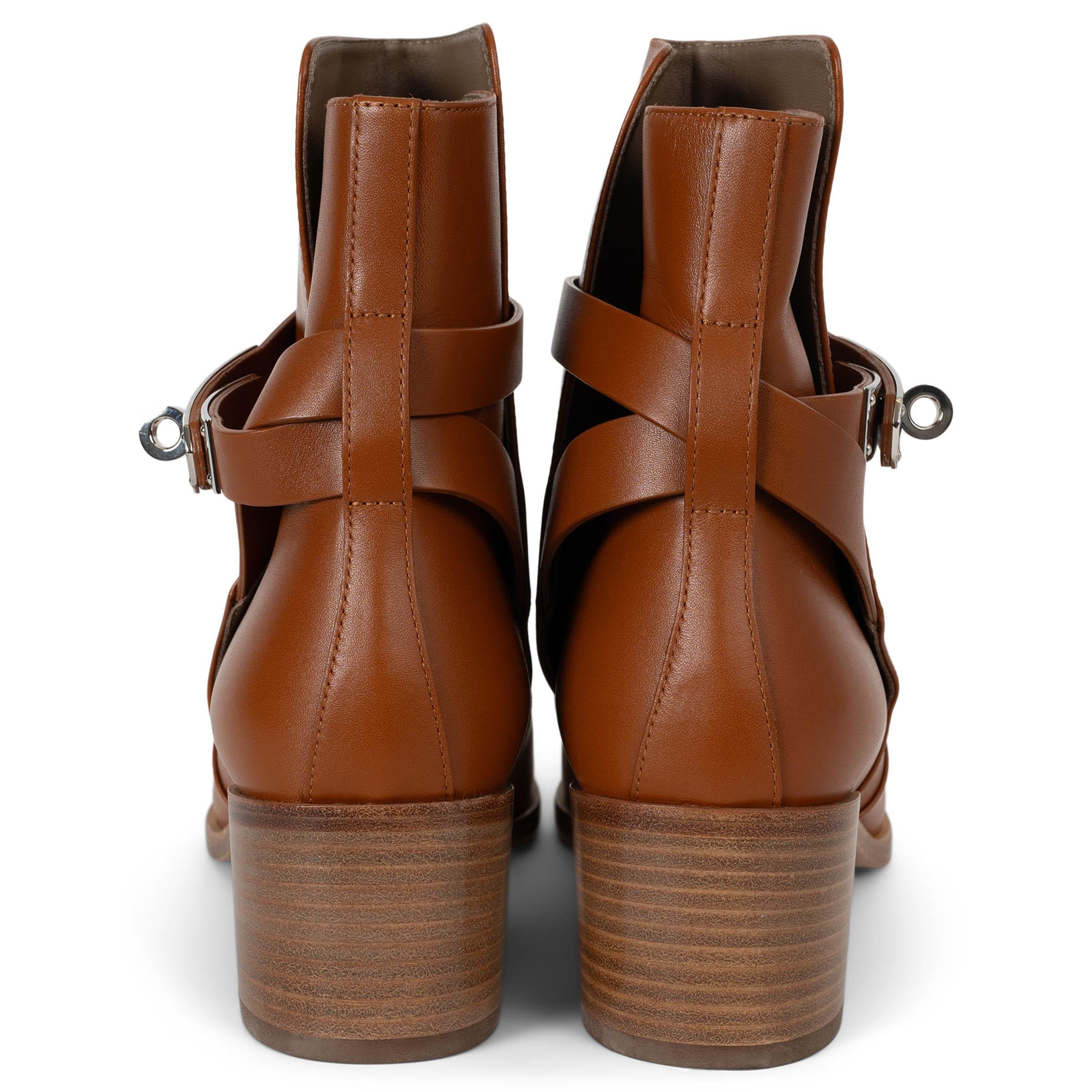 Donna HERMES Pelle naturale marrone 2023 FRENCHIE 50 Stivaletti Scarpe 37.5 38 in vendita