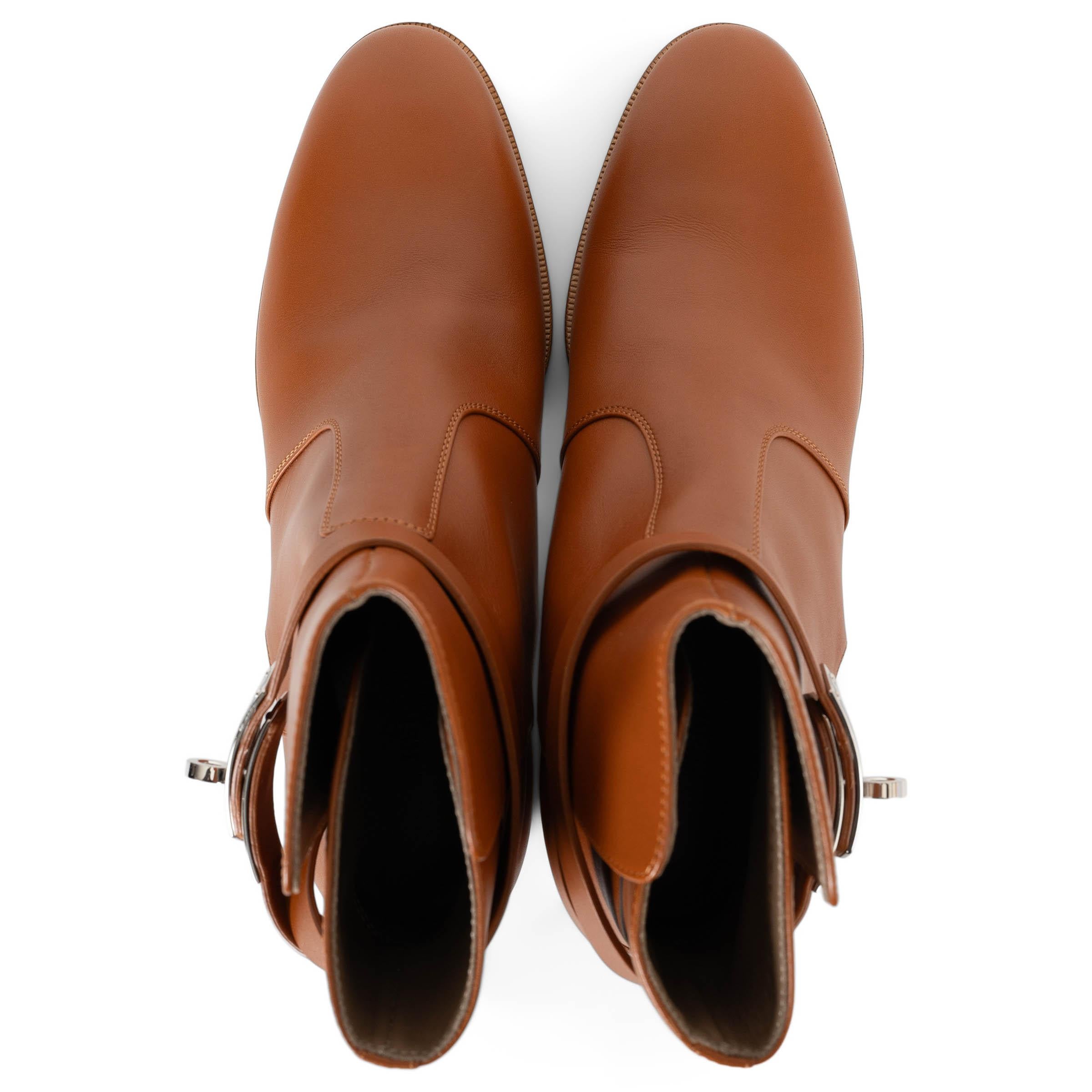 HERMES Pelle naturale marrone 2023 FRENCHIE 50 Stivaletti Scarpe 37.5 38 in vendita 1